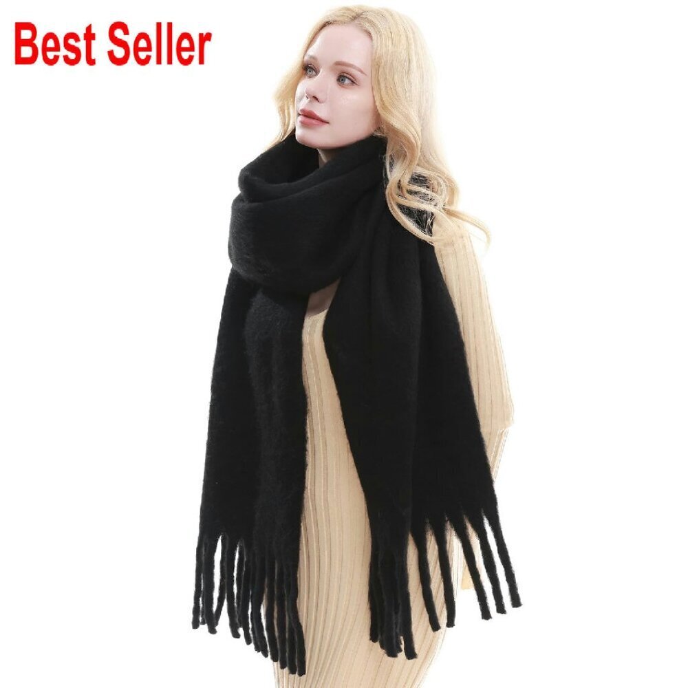Chunky Oversized Blanket Scarf Winter Warm Thick Polyester Women's Accessory